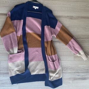 Knit cozy color block cardigan